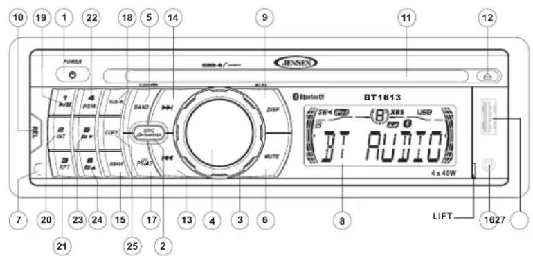 JENSEN BT1613 - OPERACION DEL REPRODUCTOR DE CD - 1