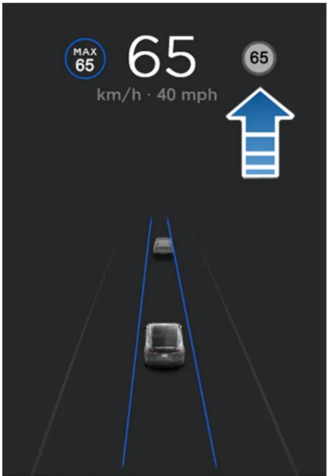 TESLA Model S (2018) - Mode de fonctionnement de l'Indicateur de limite de vitesse - 1