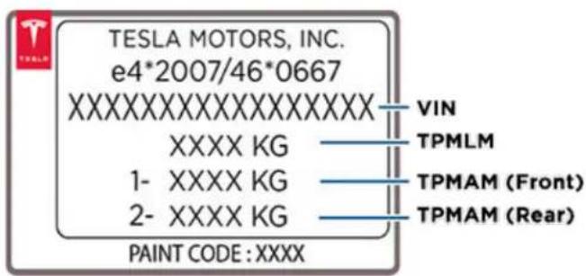 TESLA Model S (2018) - Plaque signalétique - 1