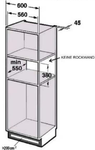 600 560 45 min 550 KEINE ROCKWAND 380 >200cm²
