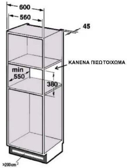 600 560 45 min 550 380 KANENA ΠΙΣΩΤΟΙΧΩΜΑ >200cm²