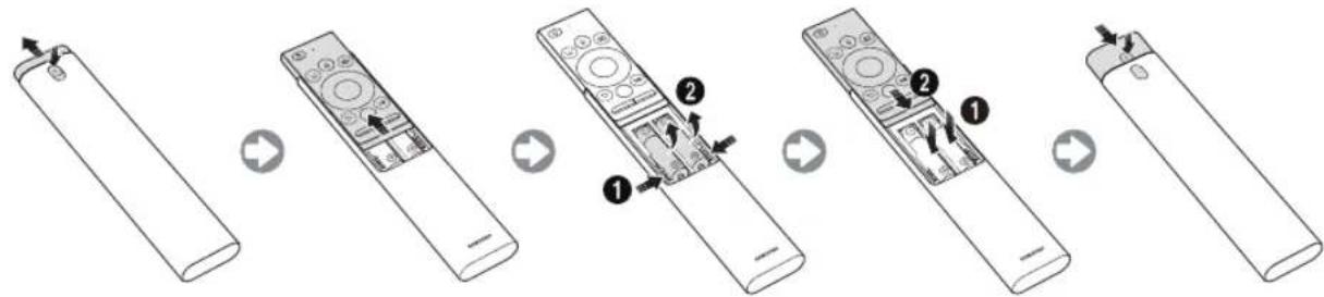 SAMSUNG QE75Q9FNAT - Instalación de las pilas en el Samsung Smart Remote - 1