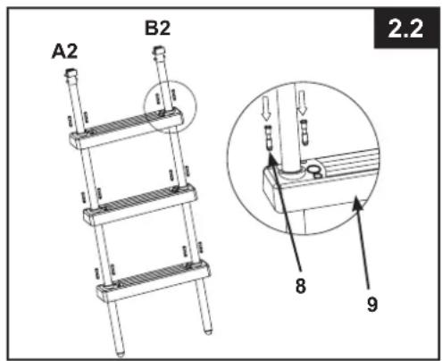 INTEX 28072 - ASSEMBLAGE DU PIED COTE B (Voir les schémas 2.1 à 2.2): - 2