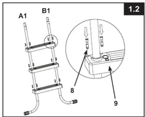 INTEX 28072 - ASSEMBLAGE DU PIED COTE A(Voir les schémas 1.1 à 1.2): - 2