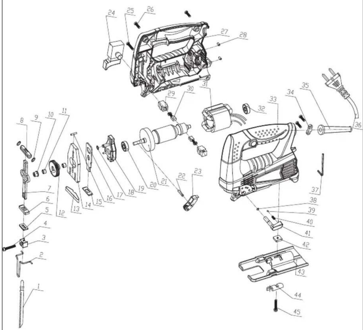 Ferm JSM1028P - Spare parts list - 1