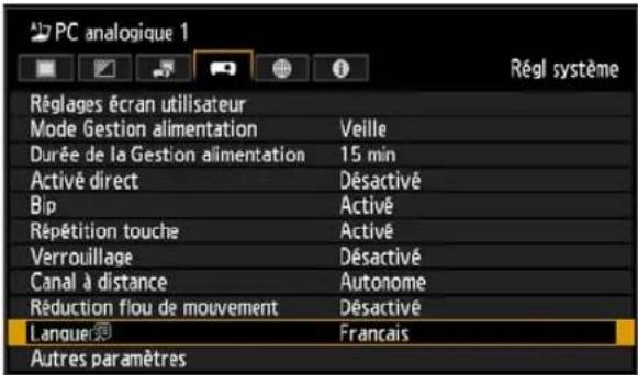 CANON REALiS WUX6010 - Sélection d'une langue d'affichage - 1