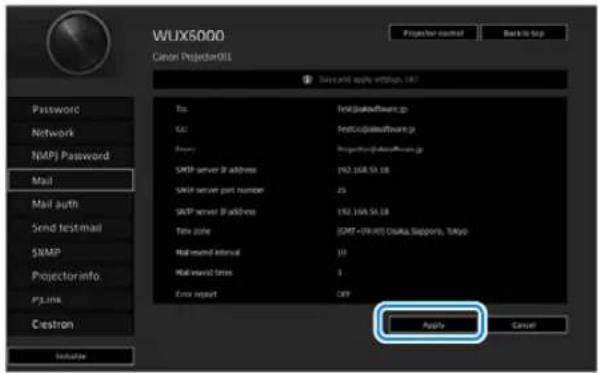 CANON REALiS WUX6010 - 3Une fenêtre de confirmation apparaît. Vérifiez le contenu et son exactitude, cliquez sur [Apply]. - 1