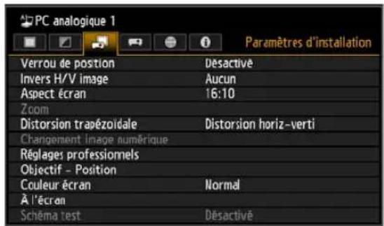 CANON REALiS WUX6010 - Appuyez sur les touches [ ] ↕ [ ] p▶ur sélectionner l'onglet [Paramètres d'installation]. - 3