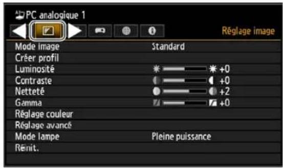 CANON REALiS WUX6010 - 2Appuyez sur les touches [ ] ↕ [ ] pour sélectionner un onglet. - 3