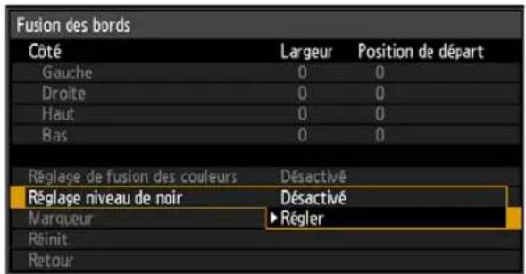 CANON REALiS WUX6010 - Sur l'écran de fusion des bords à l'étape 2 d'« Instructions de base » (P161), sélectionnez [Réglage niveau de noir] > [Régler]. - 1