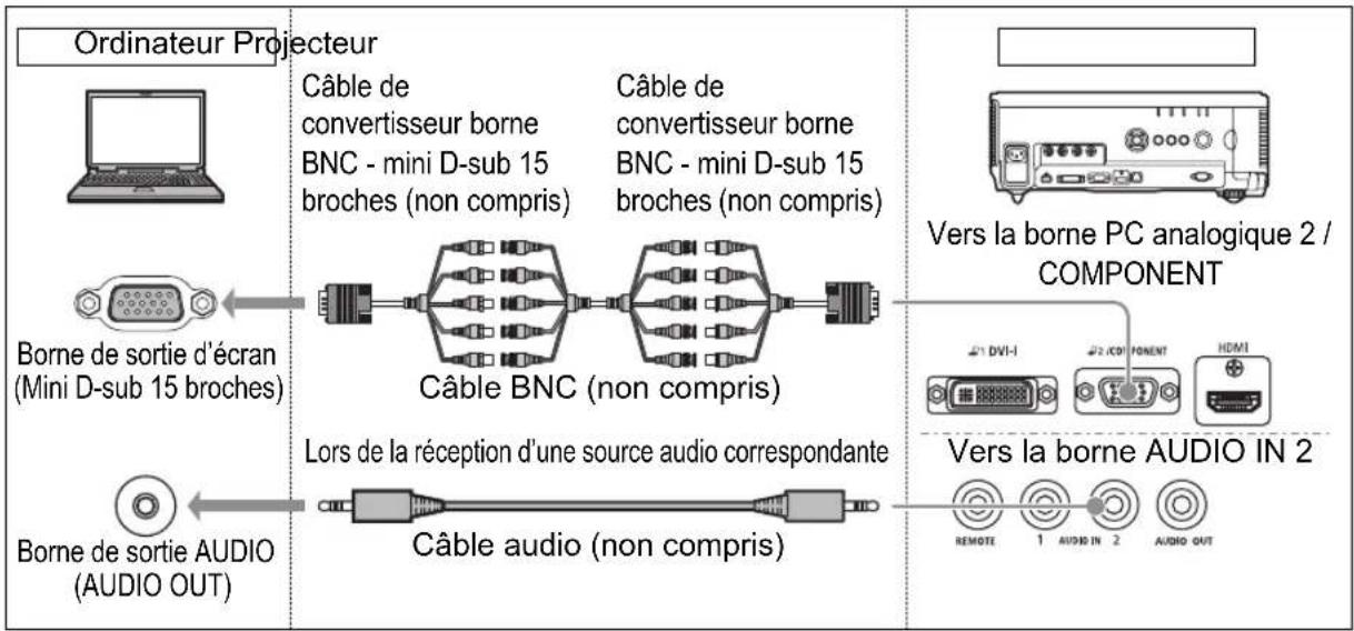 CANON REALiS WUX6010 - Branchement à l'aide d'un câble BNC (type de signal d'entrée : [PC analogique 2] P39) - 1