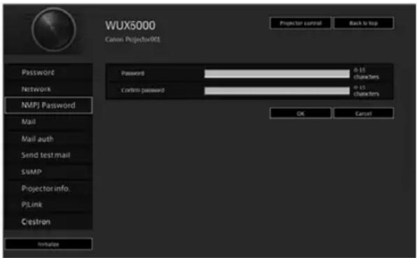 CANON REALiS WUX6010 - Spécification des réglages de projection multiple sur réseau : [NMPJ Password] - 1