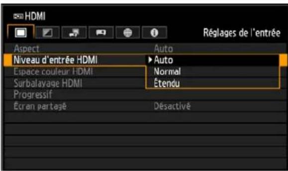 CANON REALiS WUX6010 - Réglage du niveau d'entrée HDMI - 2