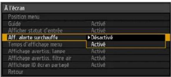 CANON REALiS WUX6010 - Affichage/masquage des avertissements de surchauffe - 1