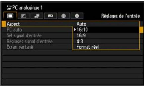 CANON REALiS WUX6010 - Vous pouvez sélectionner un mode de projection correspondant au format de l'image. (P54) - 1