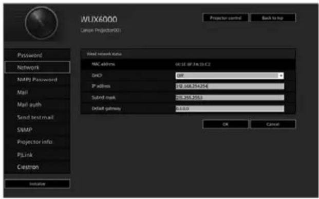 CANON REALiS WUX6010 - Réglage des informations de base [Network] - 1