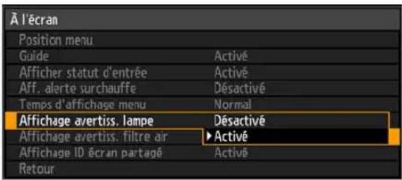 CANON REALiS WUX6010 - Affichage/masquage des avertissements de remplacement de la lampe - 2
