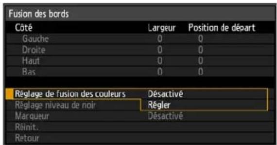 CANON REALiS WUX6010 - Sur l'écran de fusion des bords à l'étape 2 d'« Instructions de base » (P161), sélectionnez [Réglage de fusion des couleurs] > [Régler]. - 1