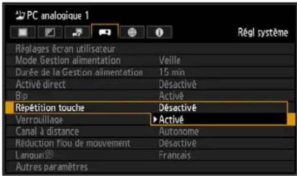 CANON REALiS WUX6010 - Spécification de l'opération de répétition de touche - 1