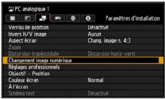 CANON REALiS WUX6010 - 3Utilisez les touches [ ] ▲[ ] pour sélectionner [Changement image numérique], puis appuyez sur la touche OK. - 2