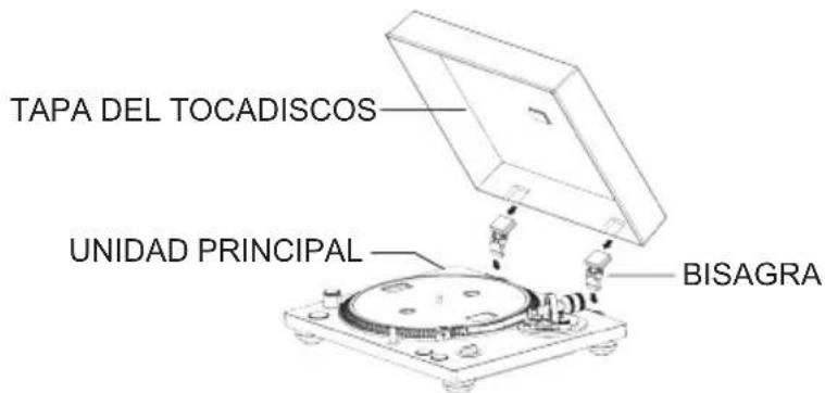 THOMSON TT600BT - Cómo colocar la tapa del tocadiscos - 1