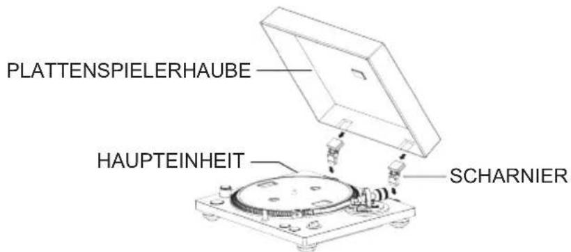 THOMSON TT600BT - Befestigen der Plattenspielerhaube - 1