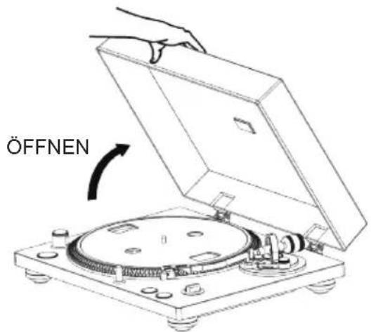 THOMSON TT600BT - Öffnen und Schließen der Plattenspielerhaube - 1