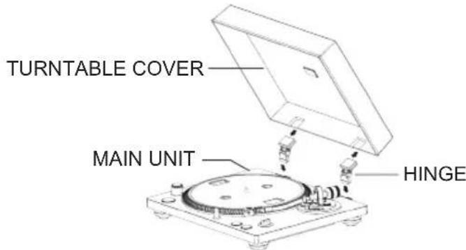 THOMSON TT600BT - Attaching the turntable cover - 1