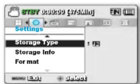 SAMSUNG SMXF50SP - SELECTION DU SUPPORT DE STOCKAGE (SMX-F53/F54 uniquement) - 1