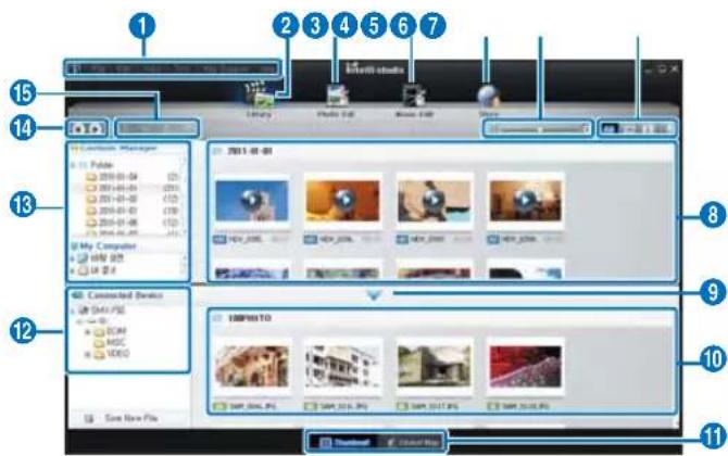 SAMSUNG SMXF50SP - Étape 2. à propos de la fenêtre principale de l'application Intelli-studio - 1