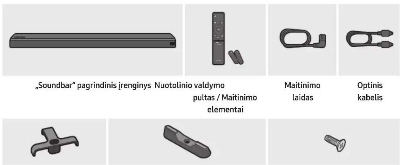"Soundbar" pagrindinis jrenginys Nuotolinio valdymo pultas / Maitinimo elementai Maitinimo laidas Optinis kabelis