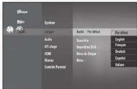SAMSUNG BDP1620A - CONFIGURATION DES OPTIONS DE LANGUAGE - 3