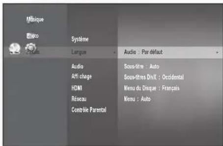 SAMSUNG BDP1620A - CONFIGURATION DES OPTIONS DE LANGUAGE - 2