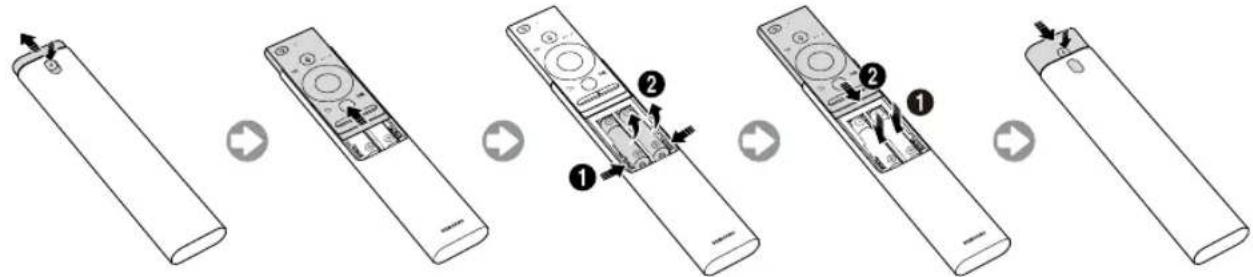 SAMSUNG QE65Q9FAMT - Colocação de pilhas no Controlo Remoto Intelligente da Samsung - 1