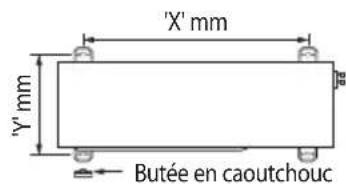 'X' mm Y' mm Butée en caoutchouc