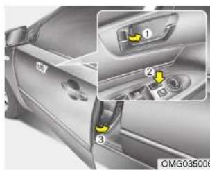 KIA Optima (2008) - Actionnement du verrouillage des portes de l'extérieur du vehicule - 1