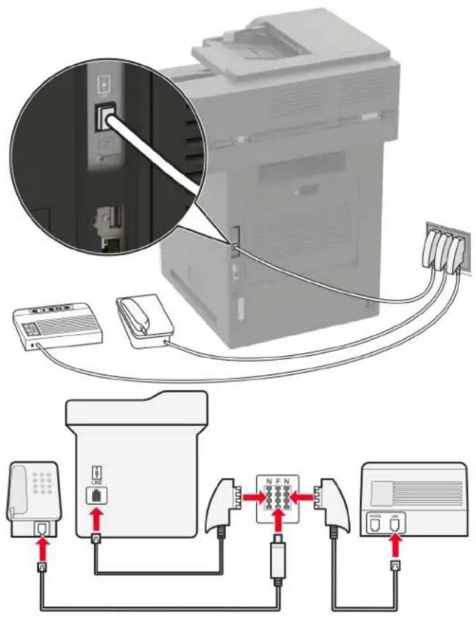 LEXMARK MB2770adhwe - Connexion de l'imprimante à une prise murale en Allemagne - 1