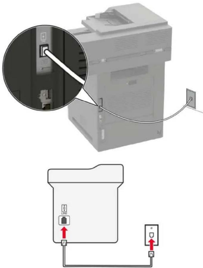 LEXMARK MB2770adhwe - Configuration 1: L'imprimante est connectee à une ligne de télécopie dédiée - 1