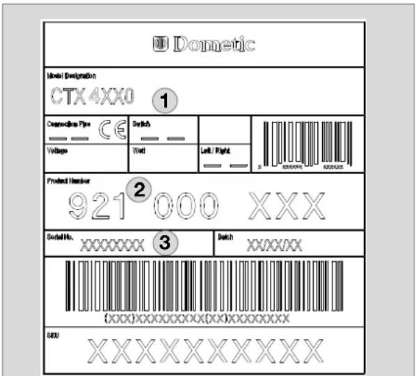 DOMETIC CTW 4050 - Toilet identification label - 1