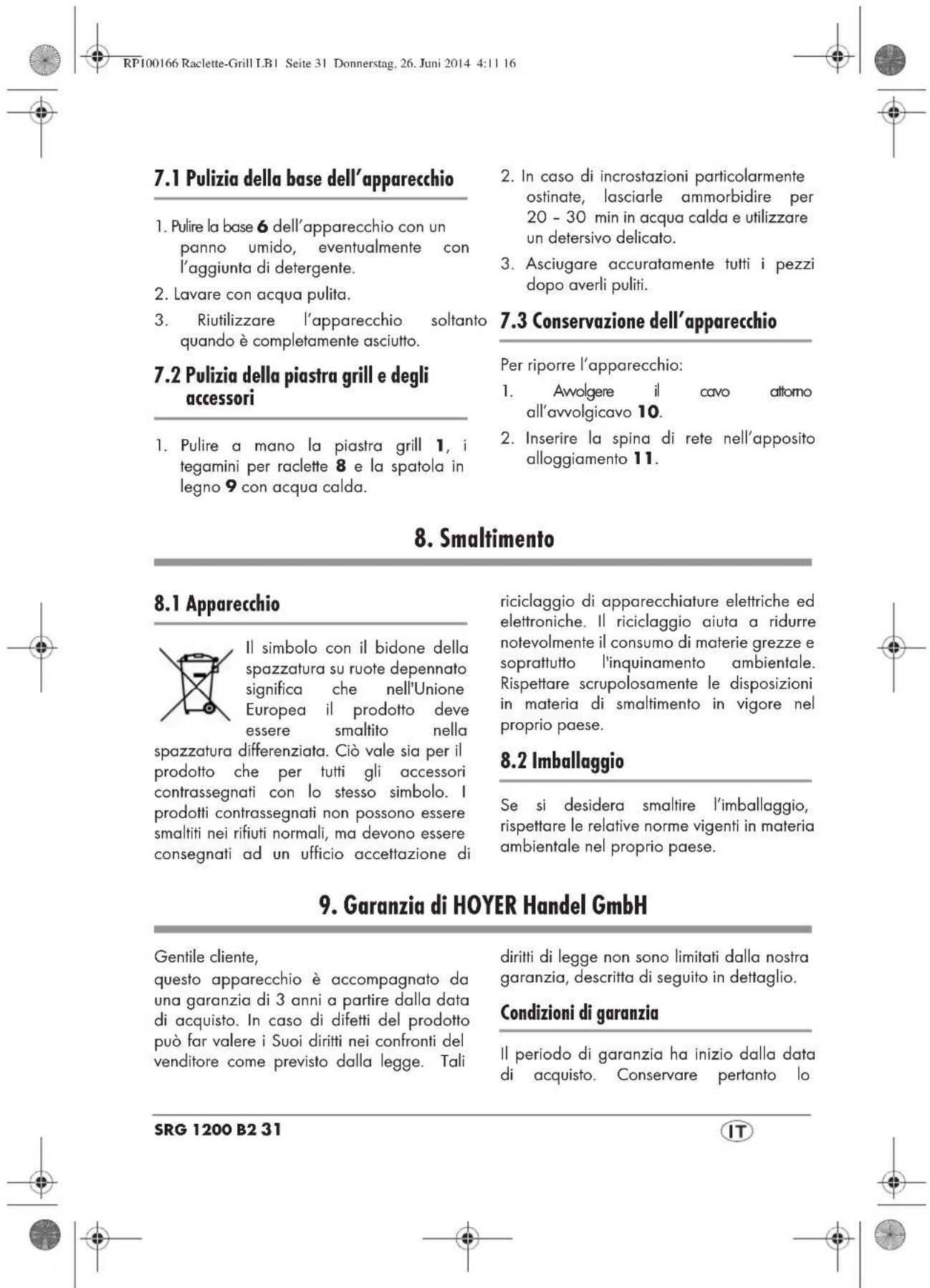 SILVERCREST SRGS 1400 B2 - Pulizia e conservazione dell'apparecchio - 3