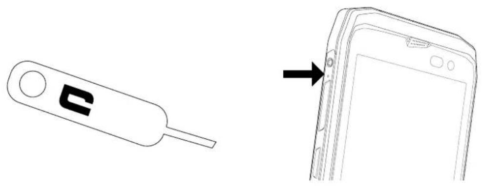 CROSSCALL ACTIONX3 - ÉJECTEZ LE TIROIR À L'AIDE DE L'OUTIL D'ÉJECTION DE CARTE SIM FOURNI - 1