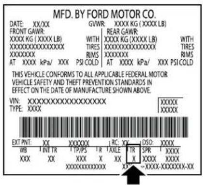 Lincoln MKC (2019) - DÉSIGNATION DU CODE DE BOITE DE VITESSES - 1