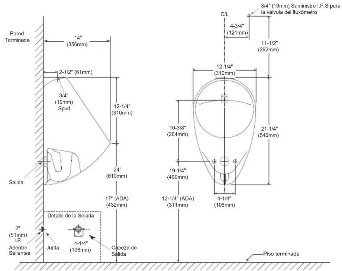 TOTO UT105U(V)(G) - DIMENSIONES PRELIMINARES - 1