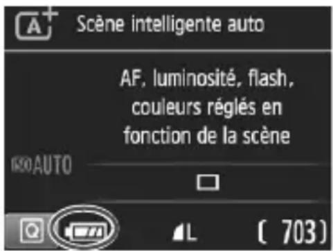CANON EOS Rebel T7 - Indicateur du niveau de charge de la batterie - 1