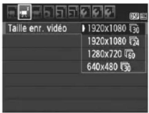 CANON EOS Rebel T7 - MENU Réglage de la taille de l'enregistrement video - 1