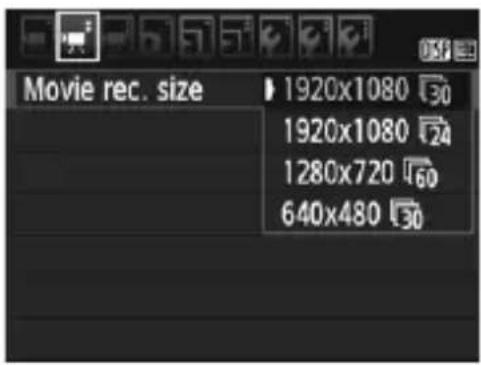 CANON EOS Rebel T7 - MENU Setting the Movie Recording Size - 1