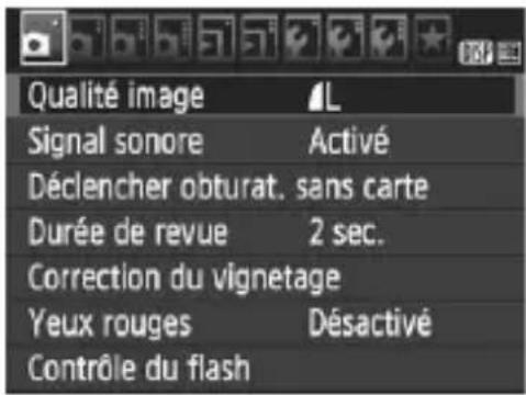 CANON EOS Rebel T7 - Procedure de réglage des menus - 1