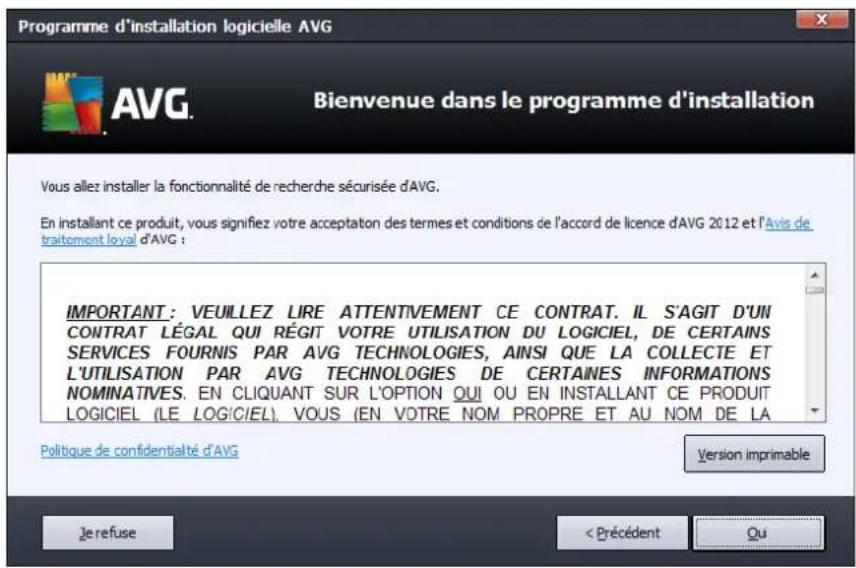AVG Internet Security (2012) - Bienvenue : Contrat de licence - 1
