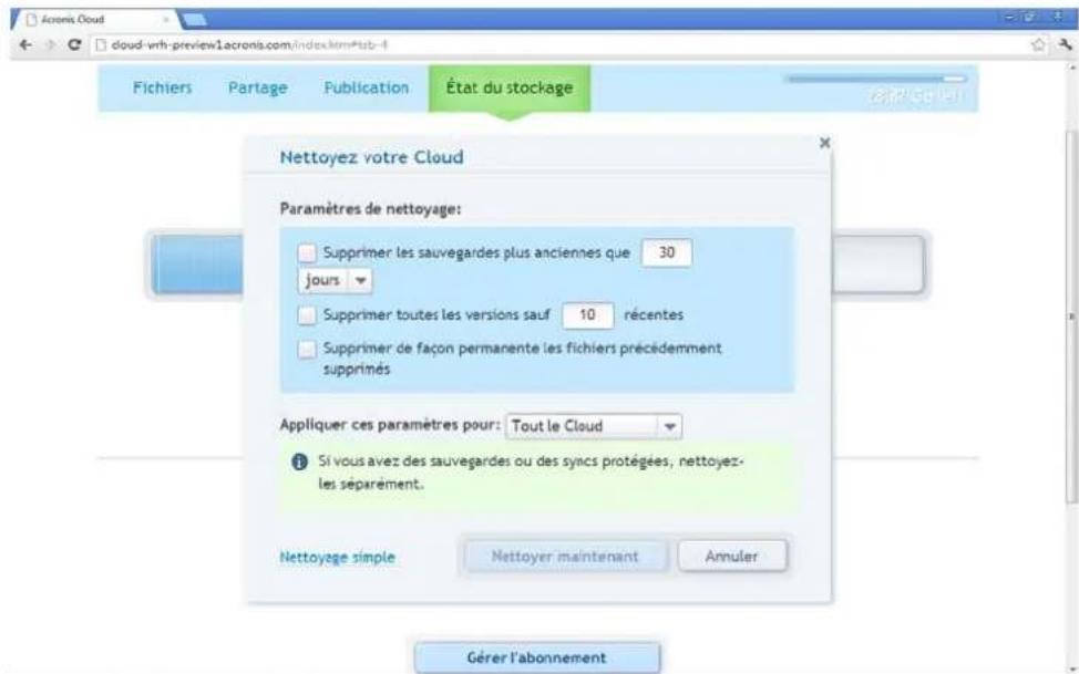 ACRONIS True Image 2014 - Comment nettoyer l'espace Acronis Cloud manuellement - 2