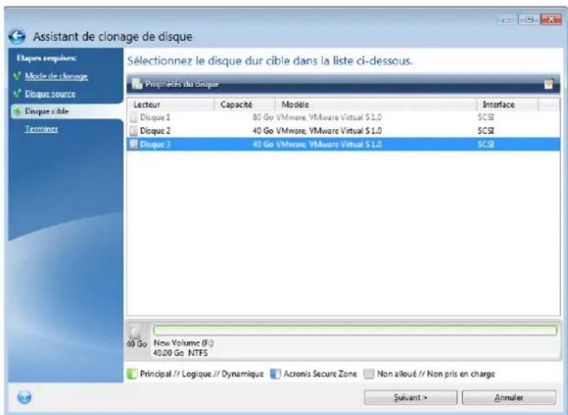 ACRONIS True Image 2014 - Sélection d'un disque de destination - 1